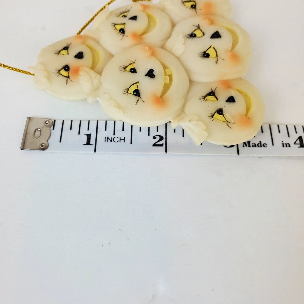 4 Vintage Witch Scarecrow Pumpkin Ceramic Resin Halloween Ornaments Off White